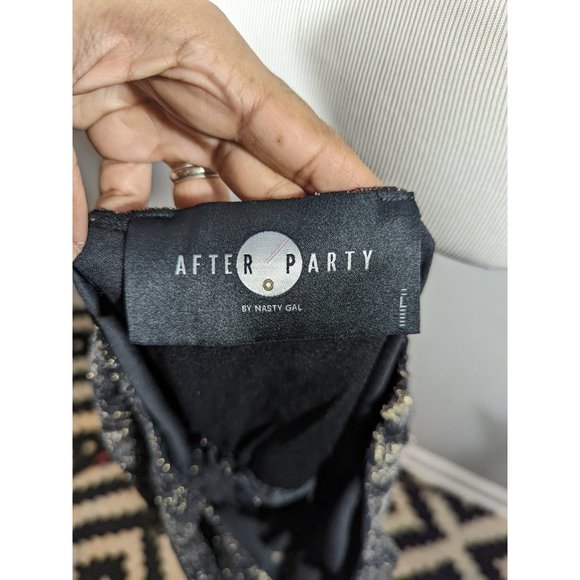 After Party By Nasty Gal Metallic Pon de Floral Mini Dress Women's Size L - Picture 5 of 5